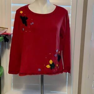 Red Floral Women's Sweater